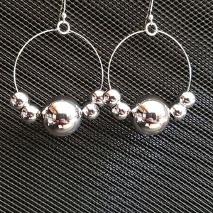 3/$20 | Large Silvertone Beaded Earrings